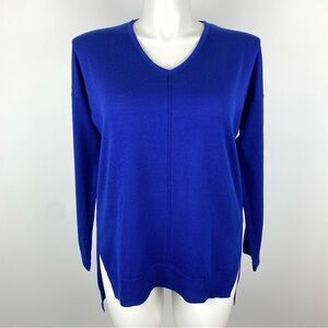 Cable & Gauge Royal Blue Indigo V-Neck Sweater Tunic Long Sleeves L